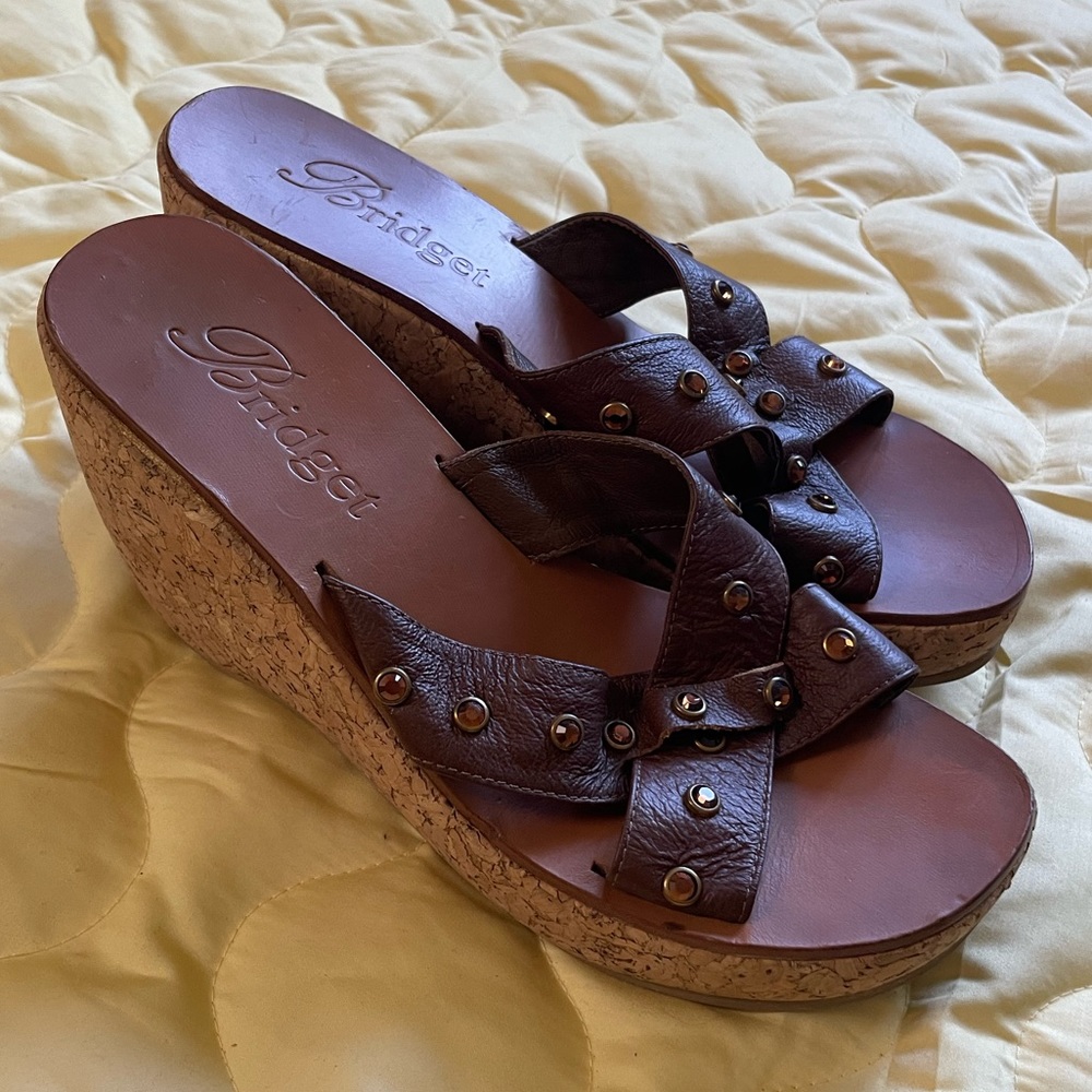 BRIDGET womens leather wedges size 9